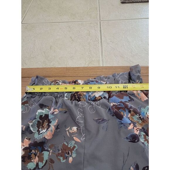 Wanderlux Floral Print Pants Gray Paperbag Waist Casual‎ Trousers Large - Picture 2 of 7